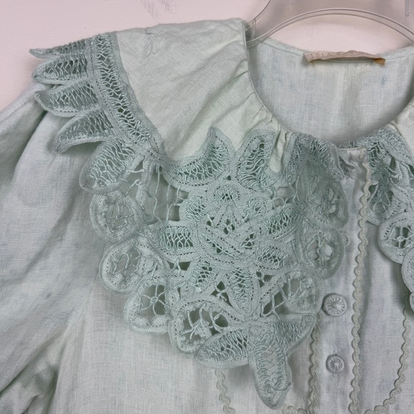 Ulla Johnson 2022 Fiona Linen Collar Cottage Handkerchief Dress - Picture 7 of 11